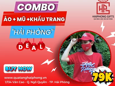 SIÊU SALE: COMBO Áo + Mũ + khẩu trang IN LOGO "Hải Phòng" chỉ còn 79k